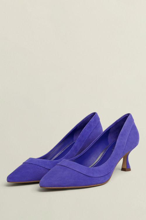 Blue suede heels