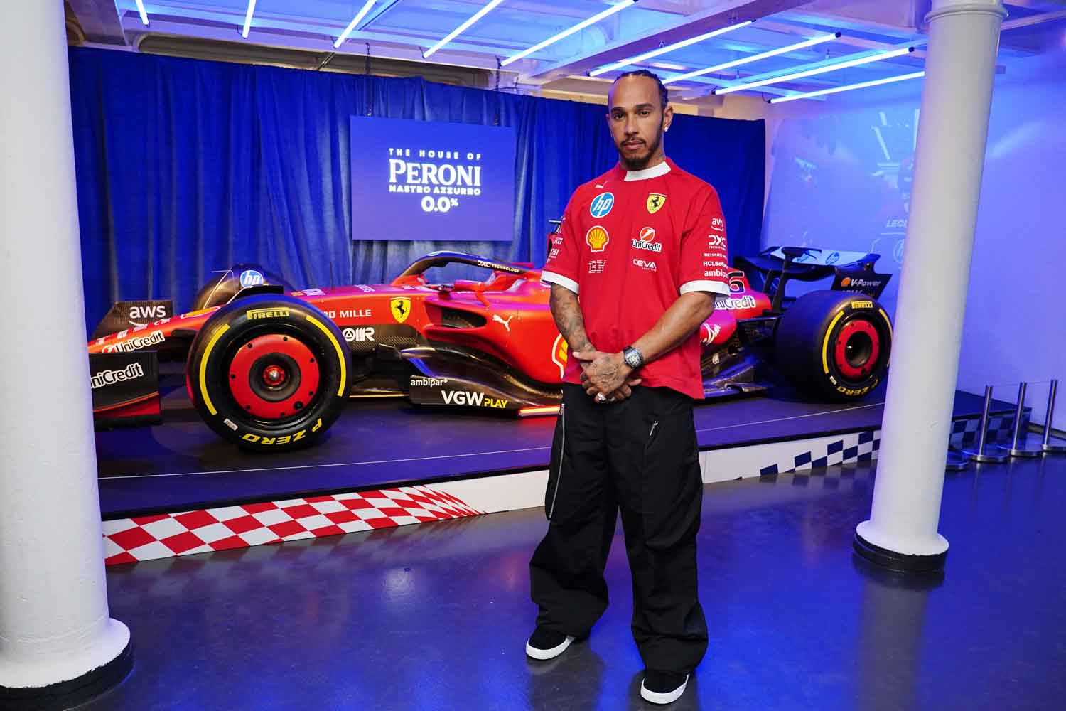 Lewis Hamilton at House of Peroni pop-up