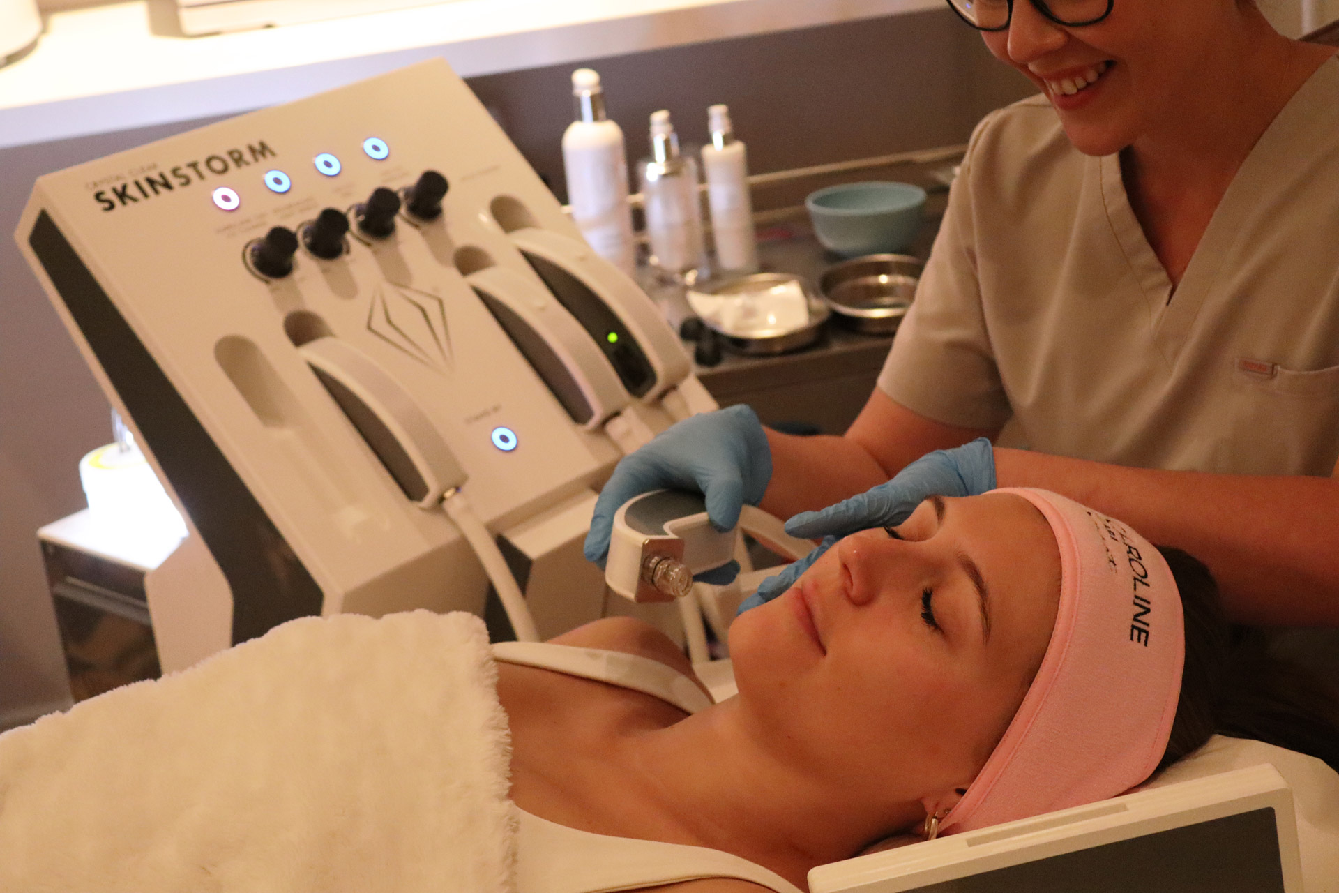 A woman having a Skinstorm facial