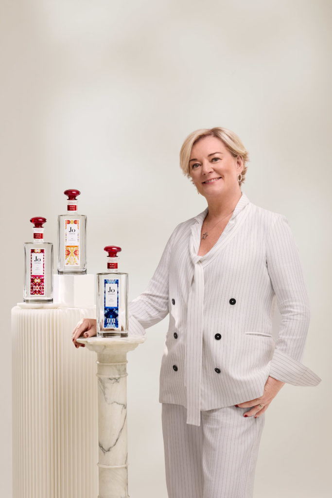 Jo Malone with her vodka bottles