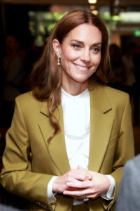 Kate Middleton with mocha bronde hair and ring stack