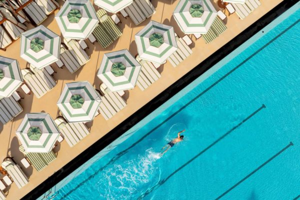 Swimmer in a pool at Monte Carlo Beach club