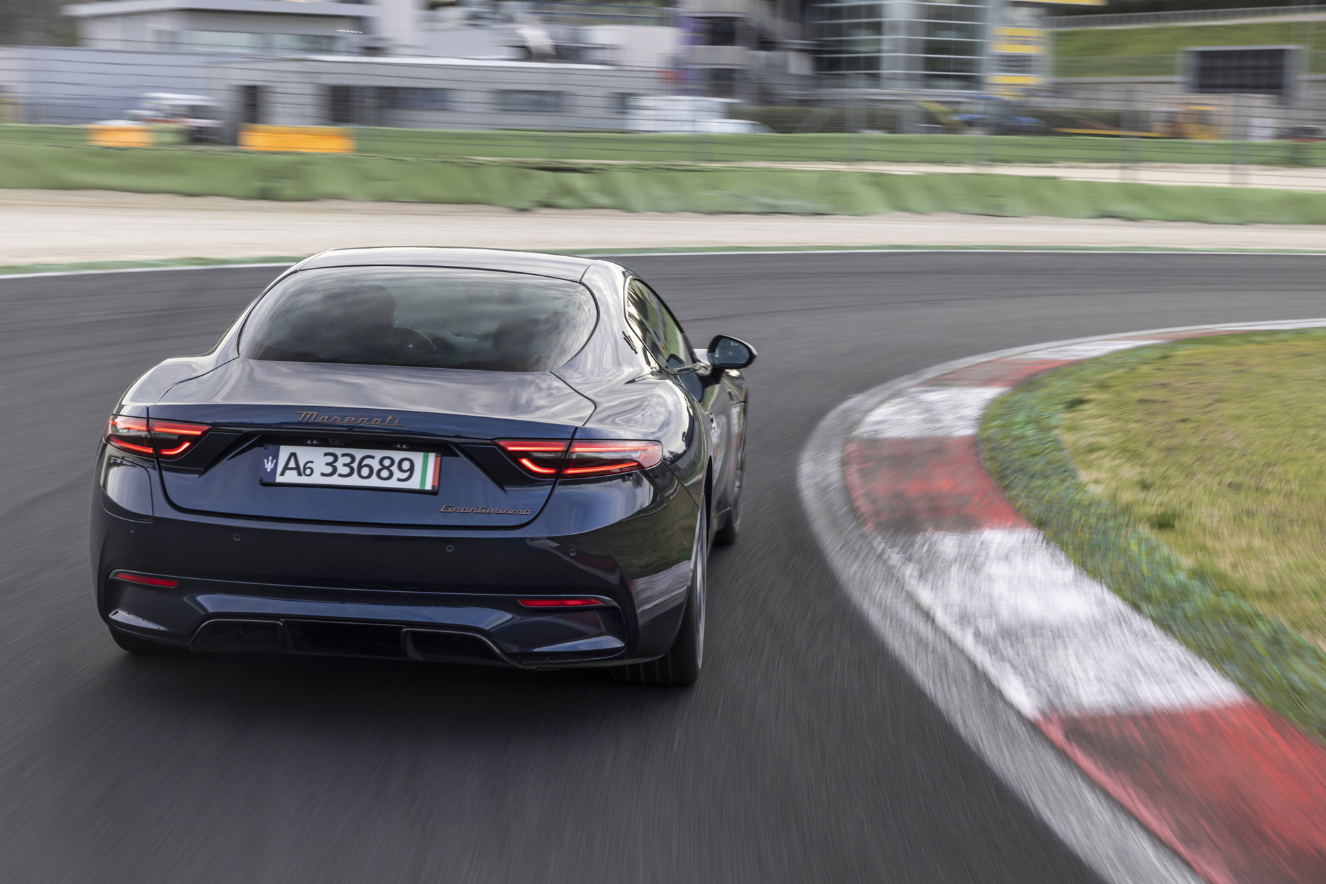 The Maserati Granturismo Folgore on a racetrack