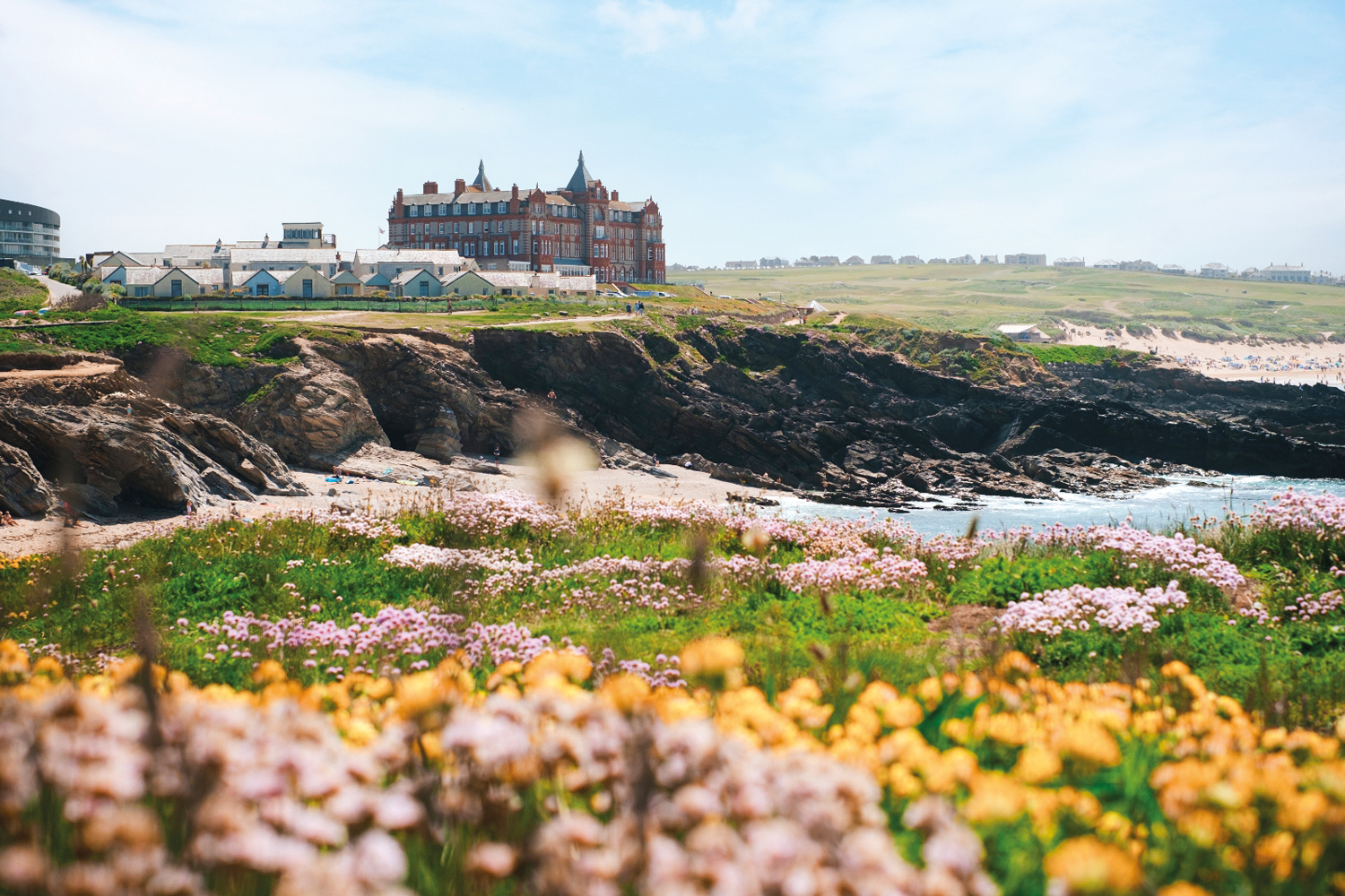 A red brick hotel on the coast
