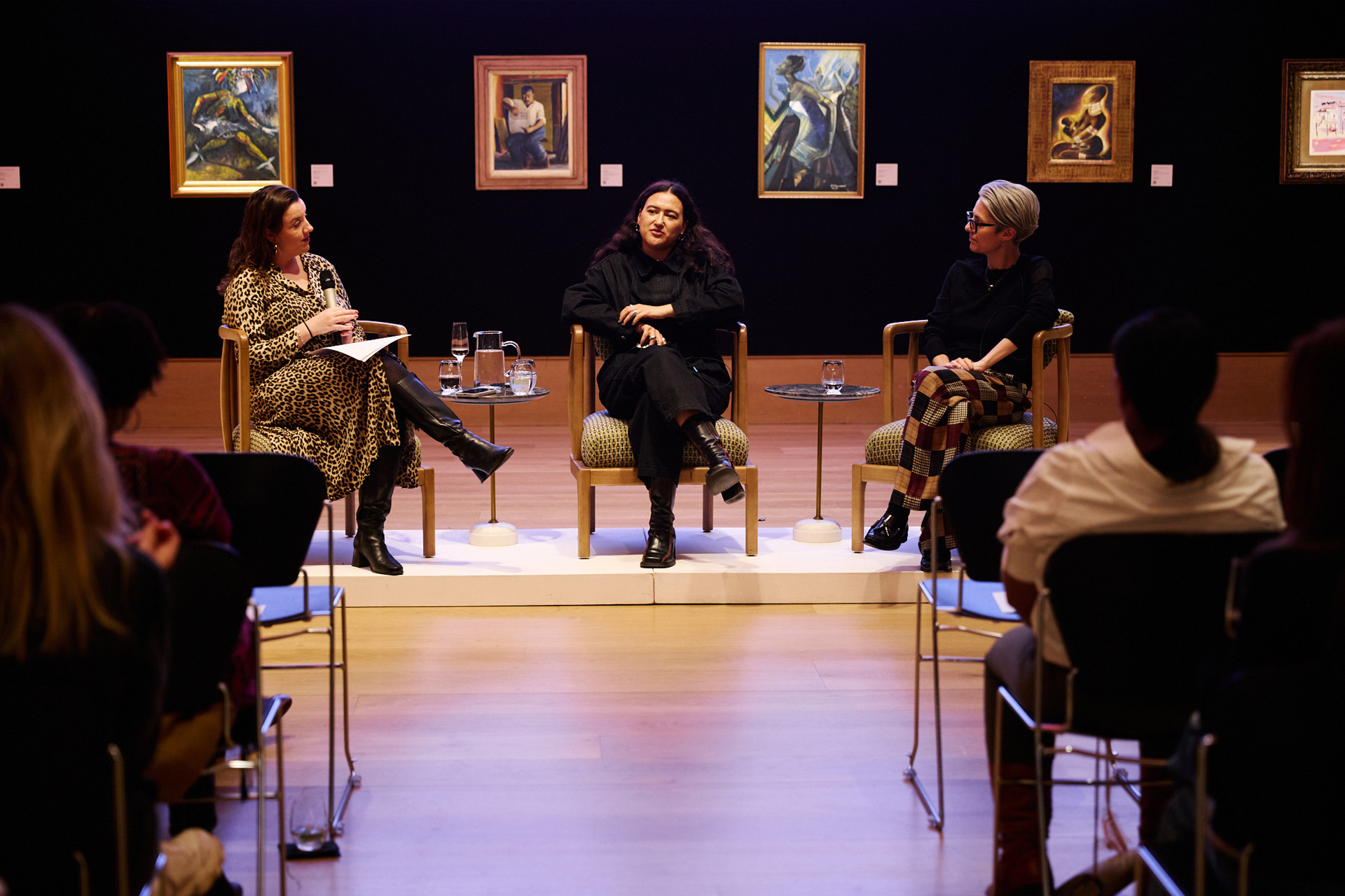 A panel of women discussing art
