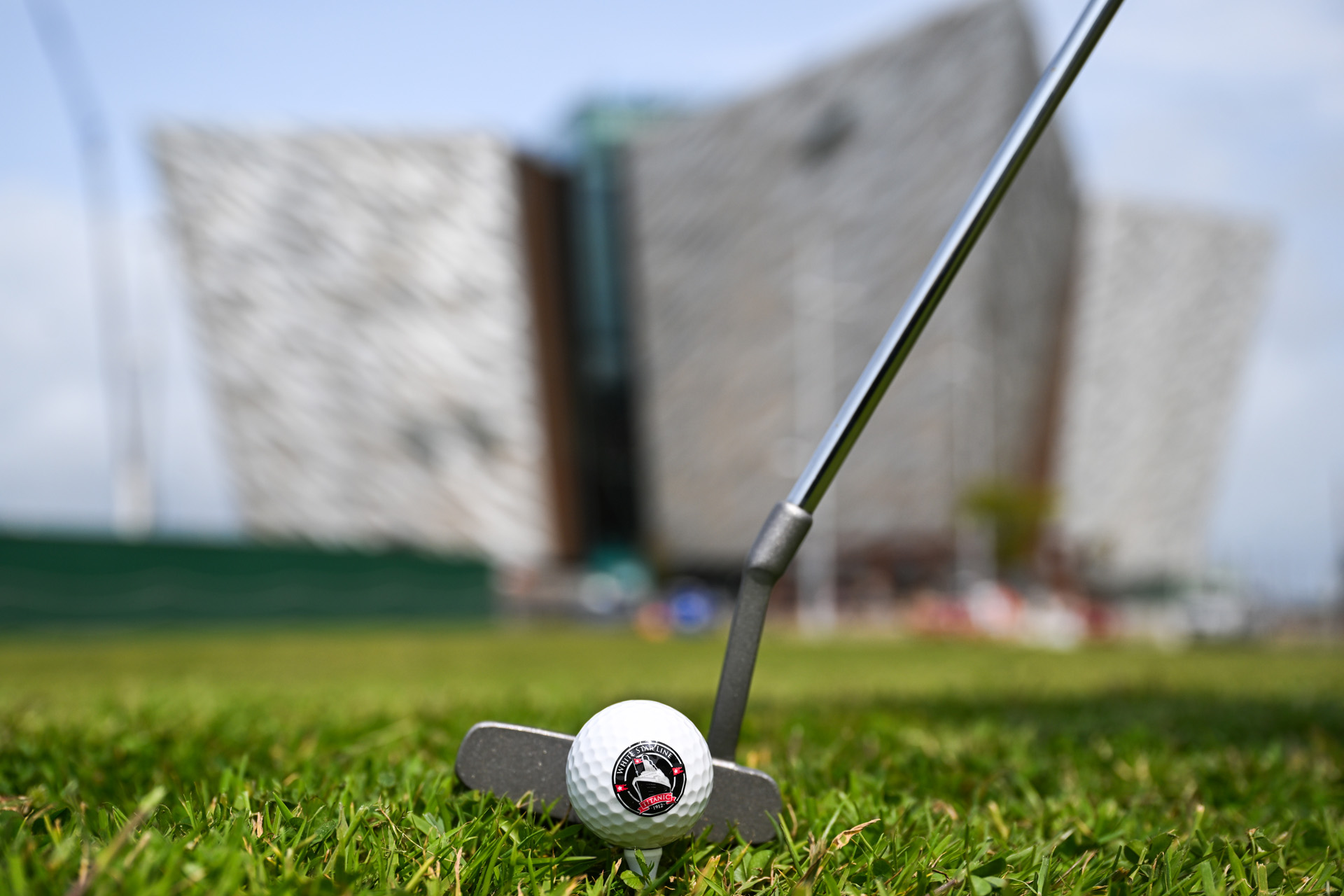 Mini golf in front of the Titanic Belfast museum