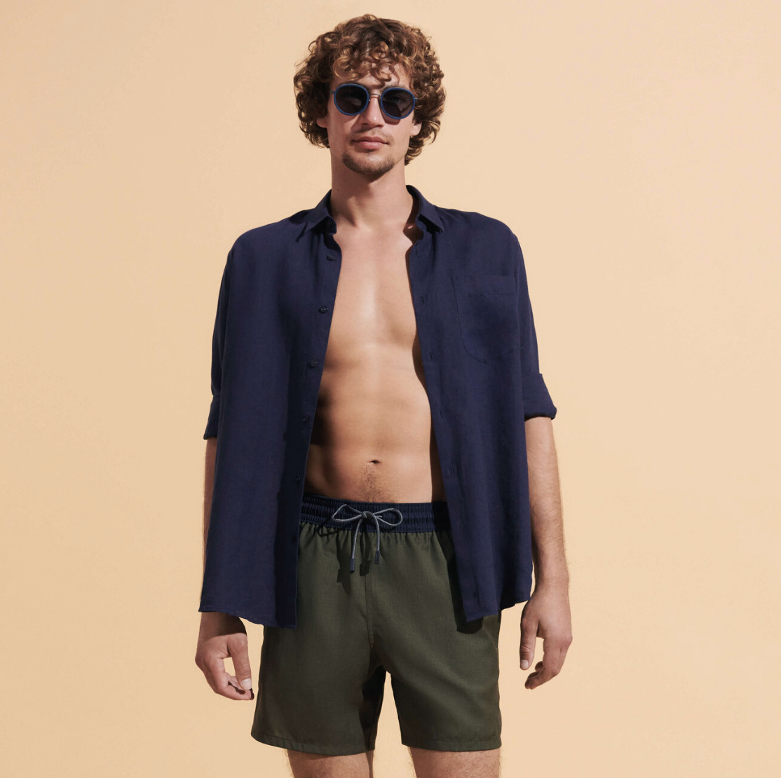Man in shirt and shorts
