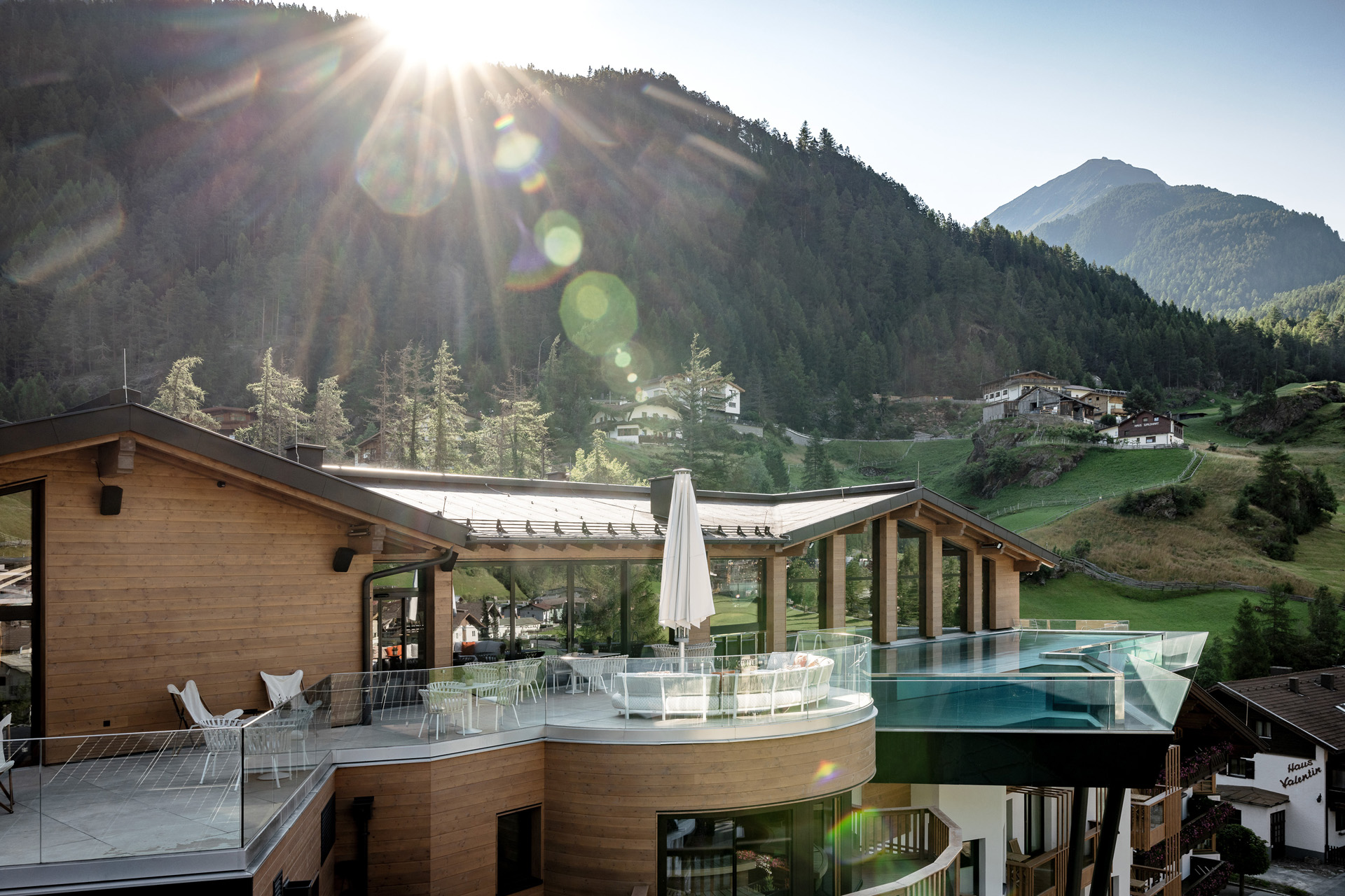 An outdoor pool at an Austrian spa