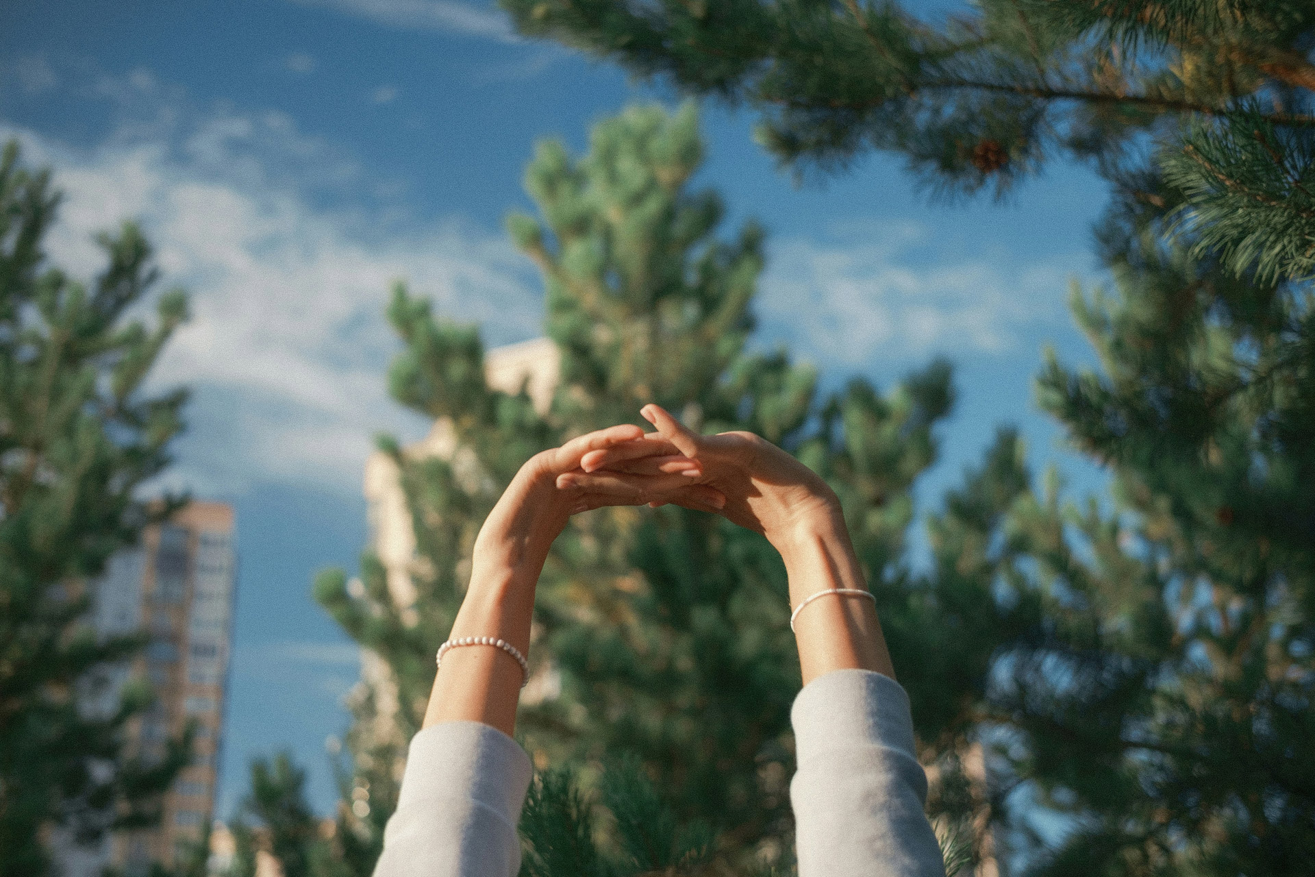 Person stretching in the park