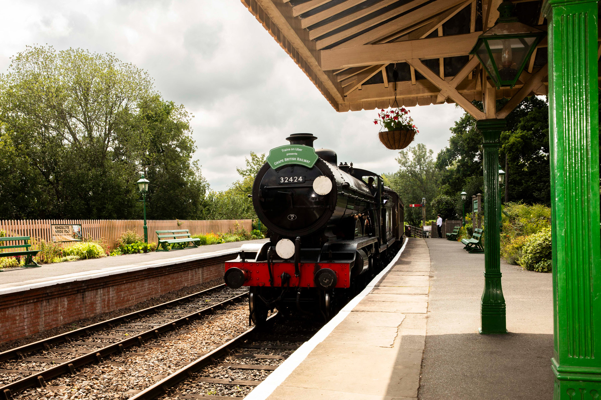 A train pulling into a station