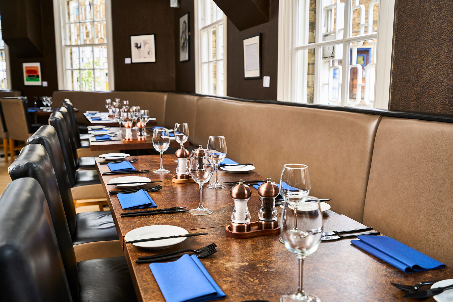 Tables at The Clink restaurant in London