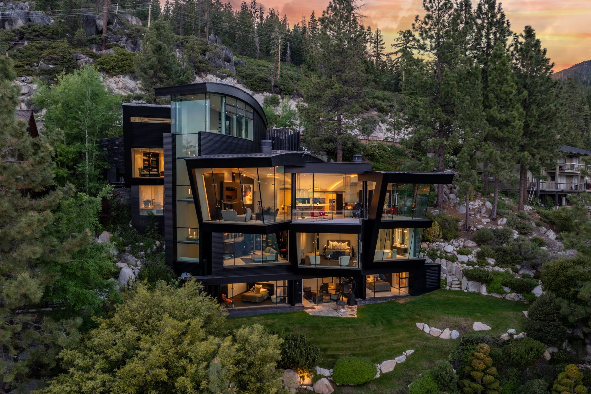 black and glass house