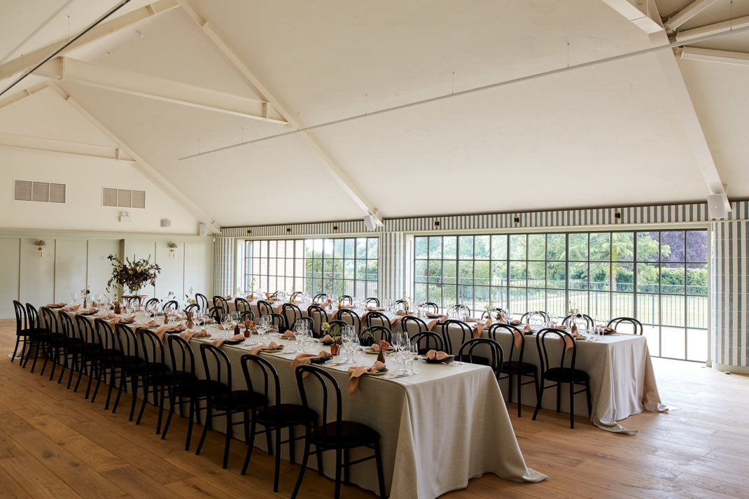Tables set up at Kin House wedding venue