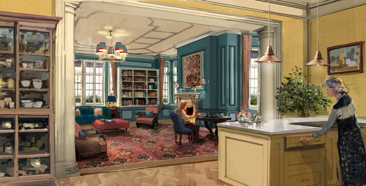 Concept art for Elizabeth's apartment.