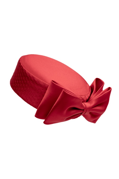Red Emily-London pillbox hat
