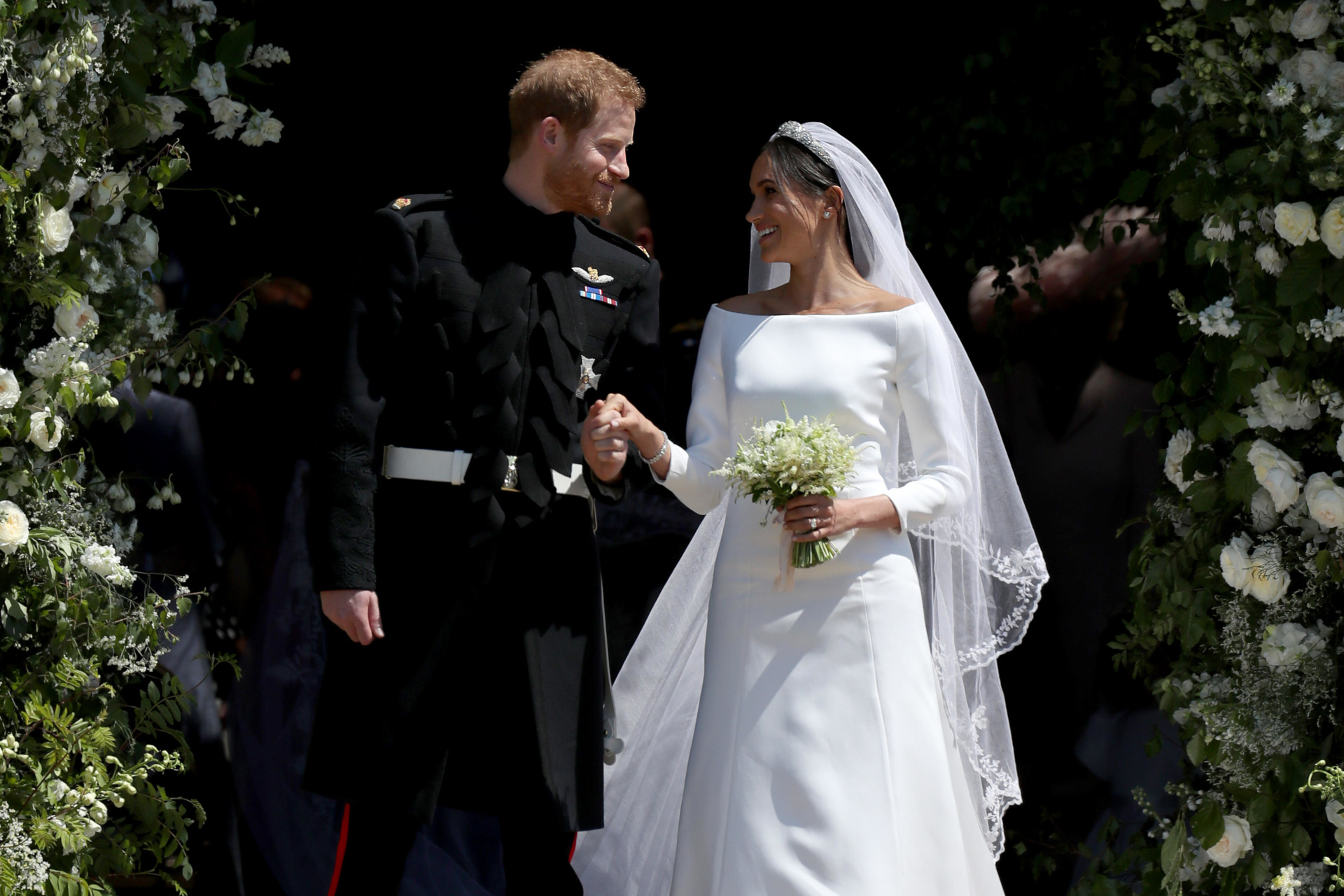 Prince Harry and Meghan Markle on their wedding day