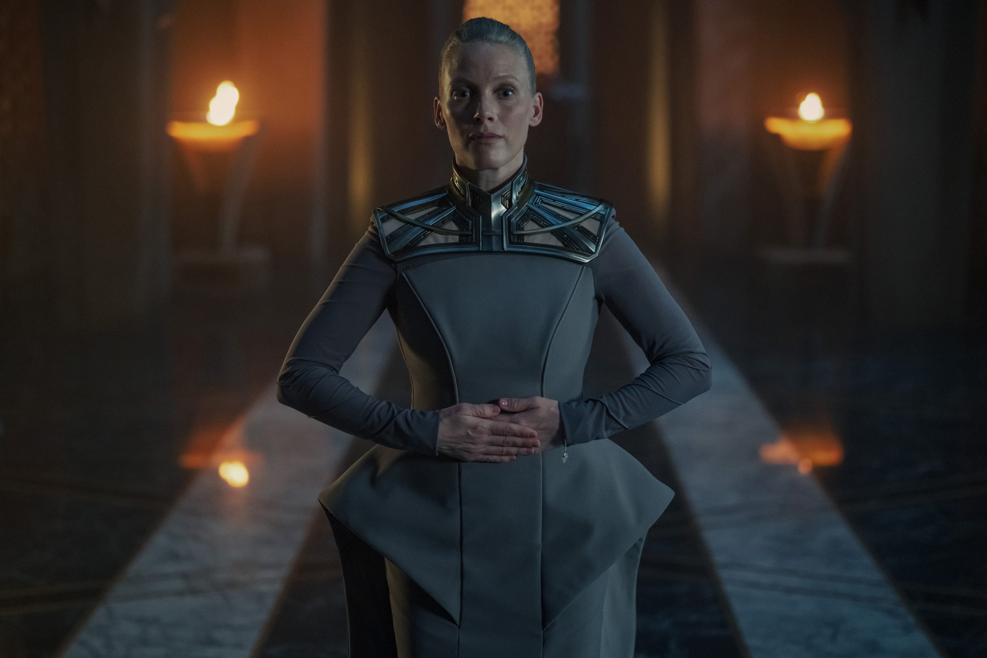 Laura Birn as Demerzel in season 3 episode 2 of Foundation
