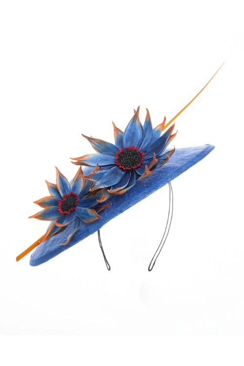 Blue floral Merve Bayindir fascinator