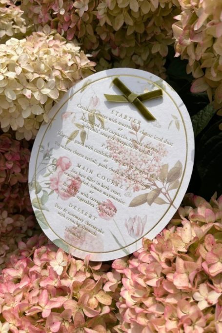 Wedding menu by Paige & Co