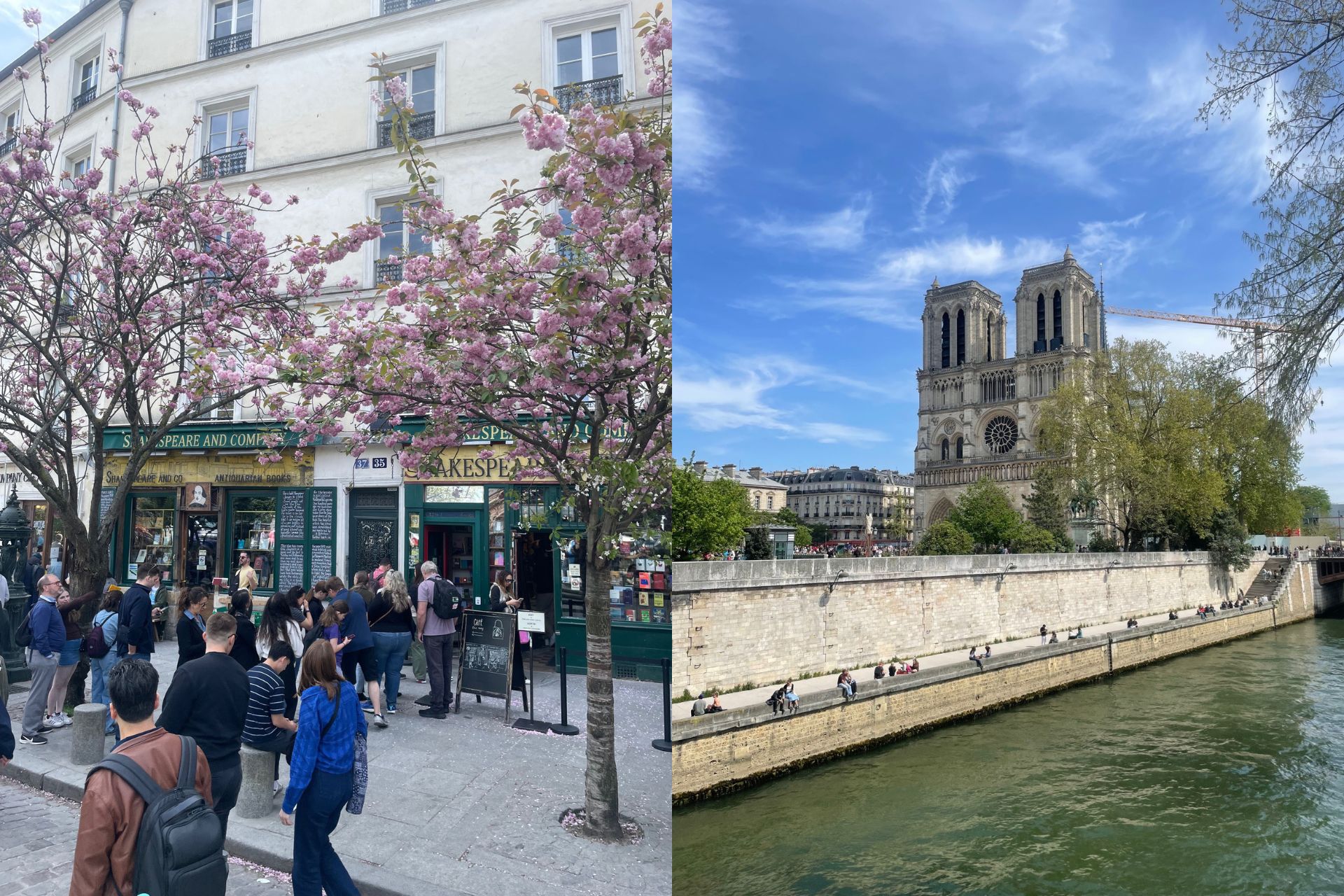 Shakespeare & Company and an image of Notre Dame