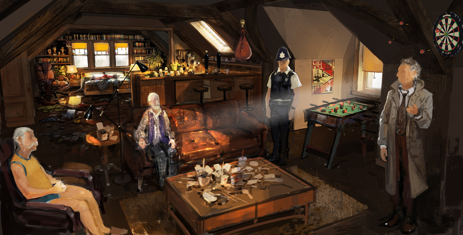 Concept art for Ron's apartment
