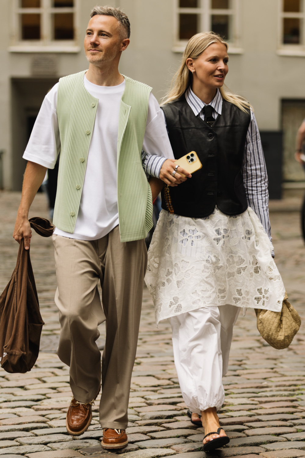 Man and woman walking together