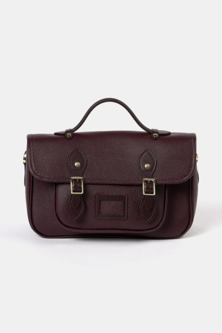 Brown leather satchel