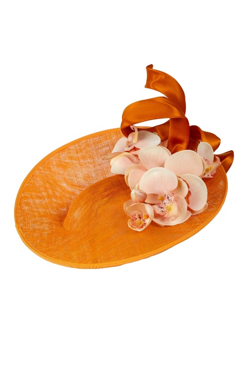 Orange Vivien Sheriff fascinator