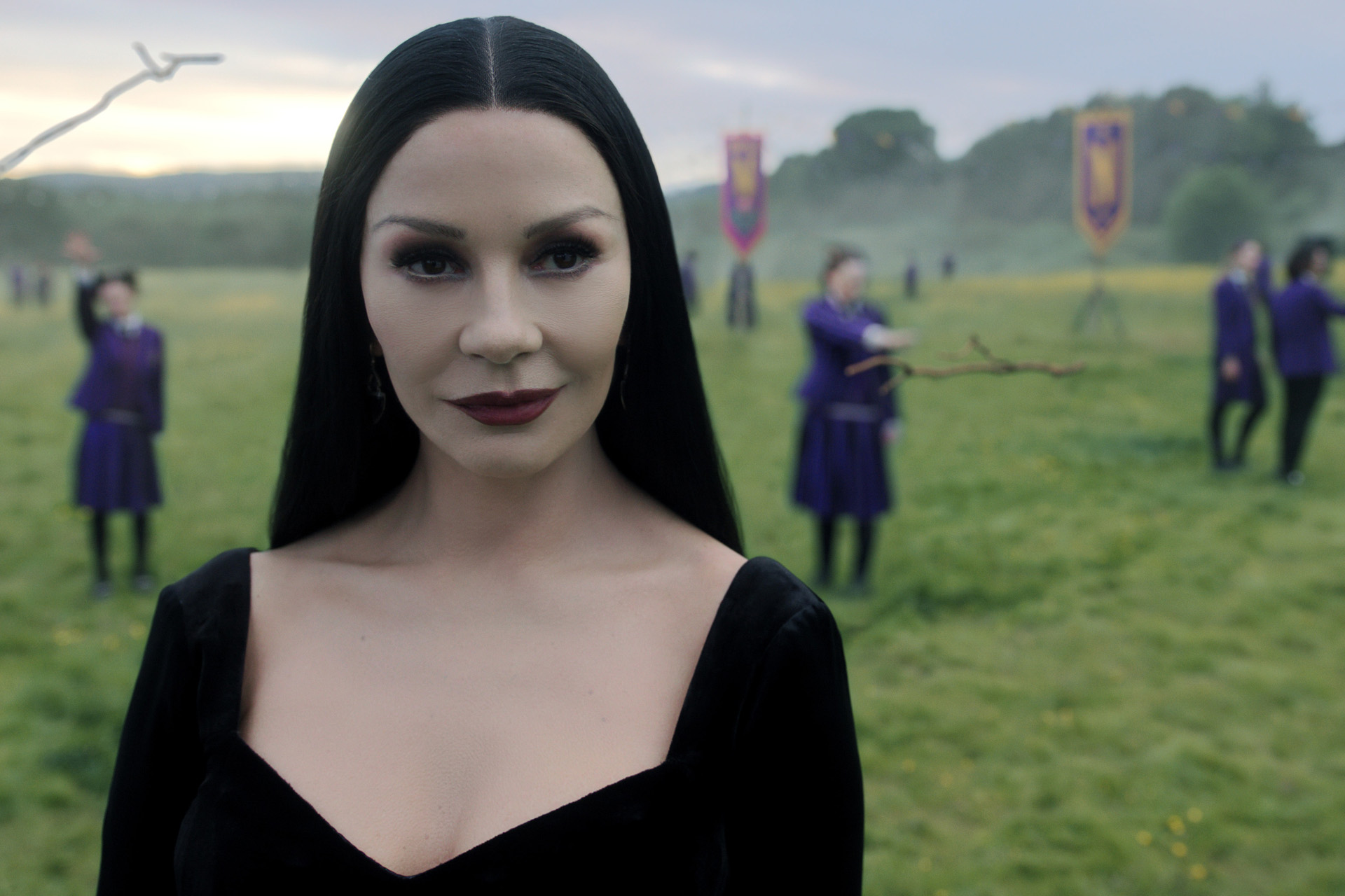 Catherine Zeta-Jones as Morticia Addams in season 2 of Wednesday.