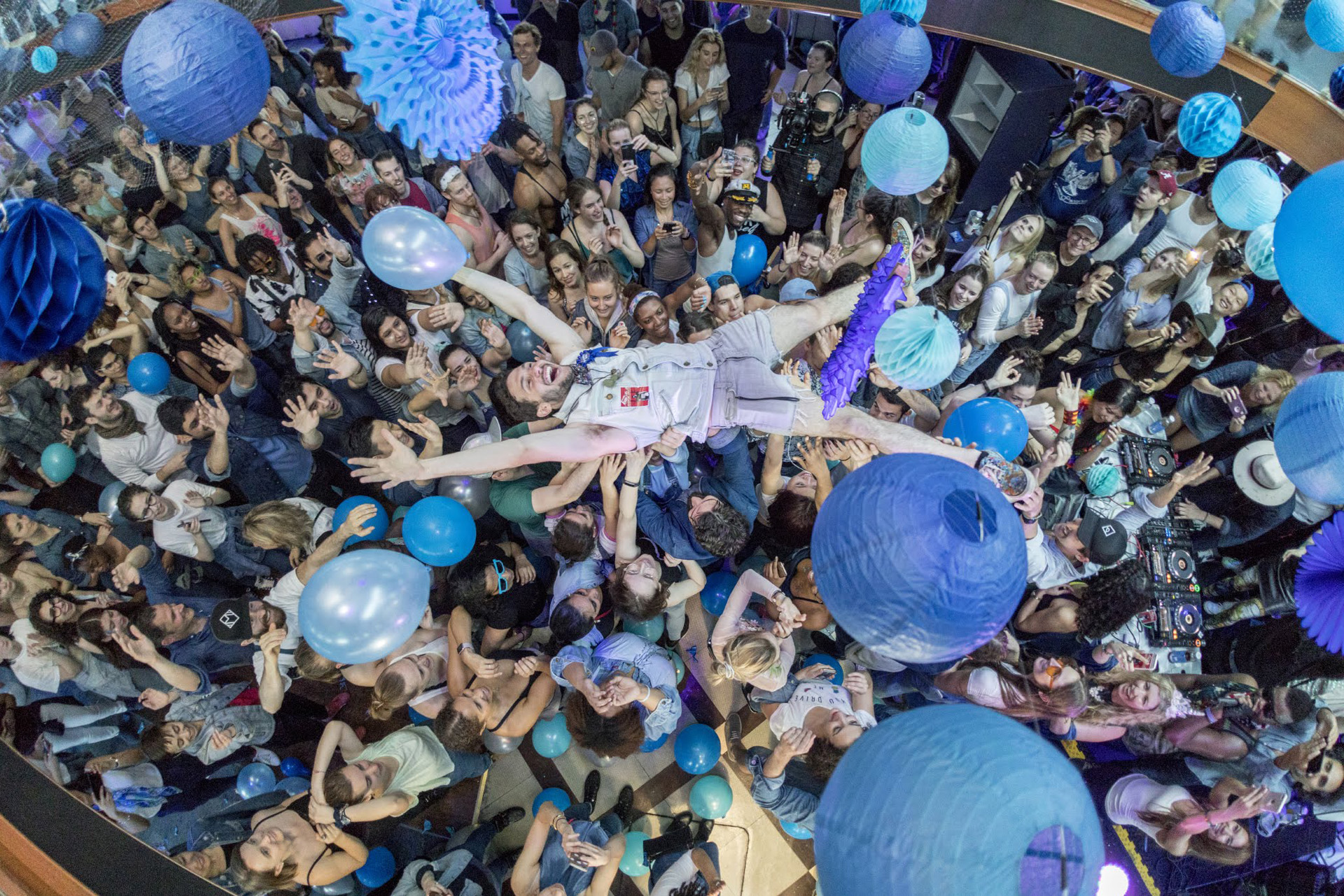 A man crowd surfing