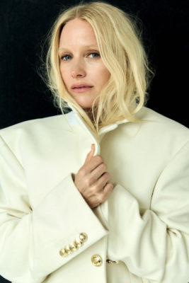 Laura Birn in a white jacket