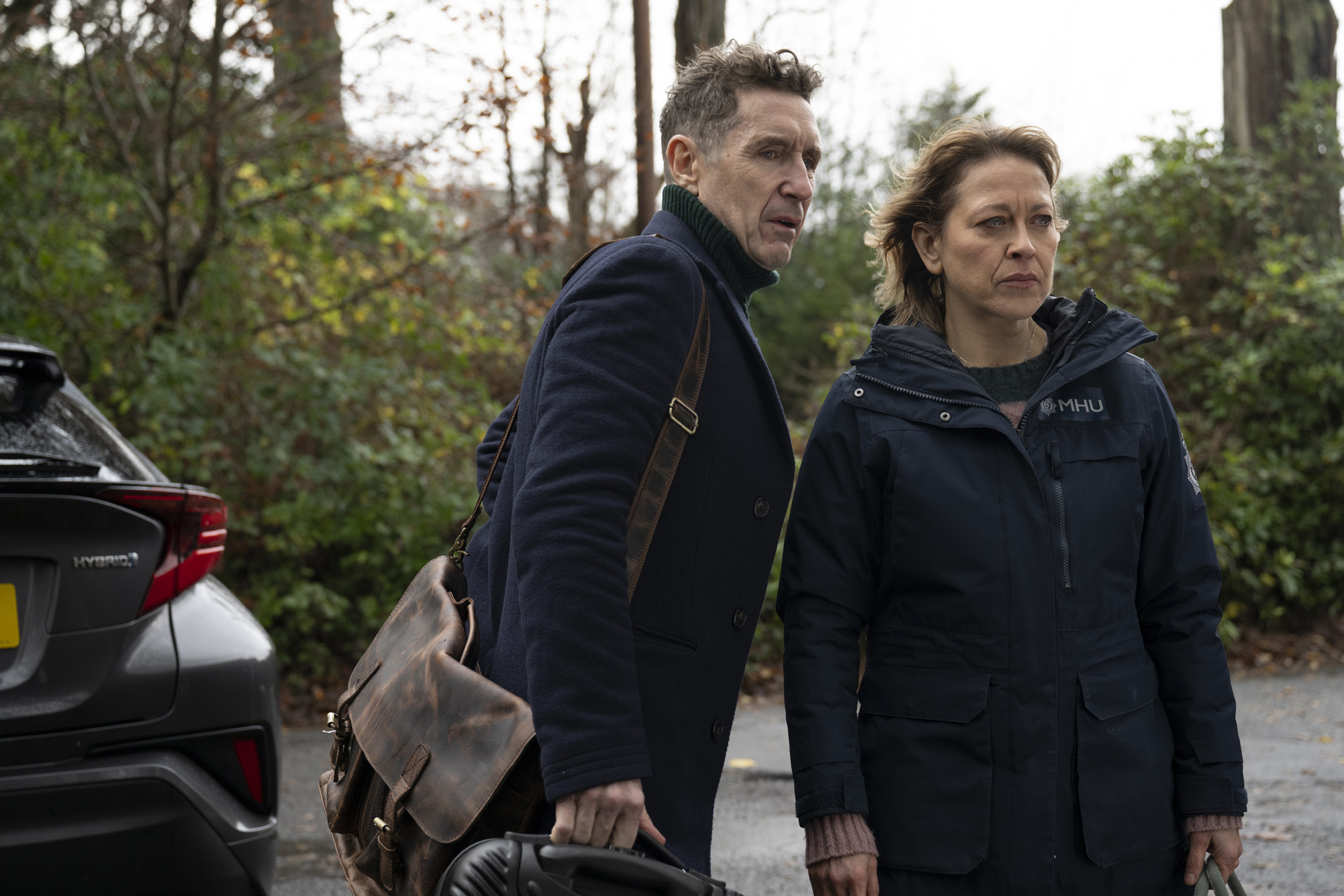 Paul McGann as Jake Strathearn & Nicola Walker as DI Annika Strandhed in Annika series 2