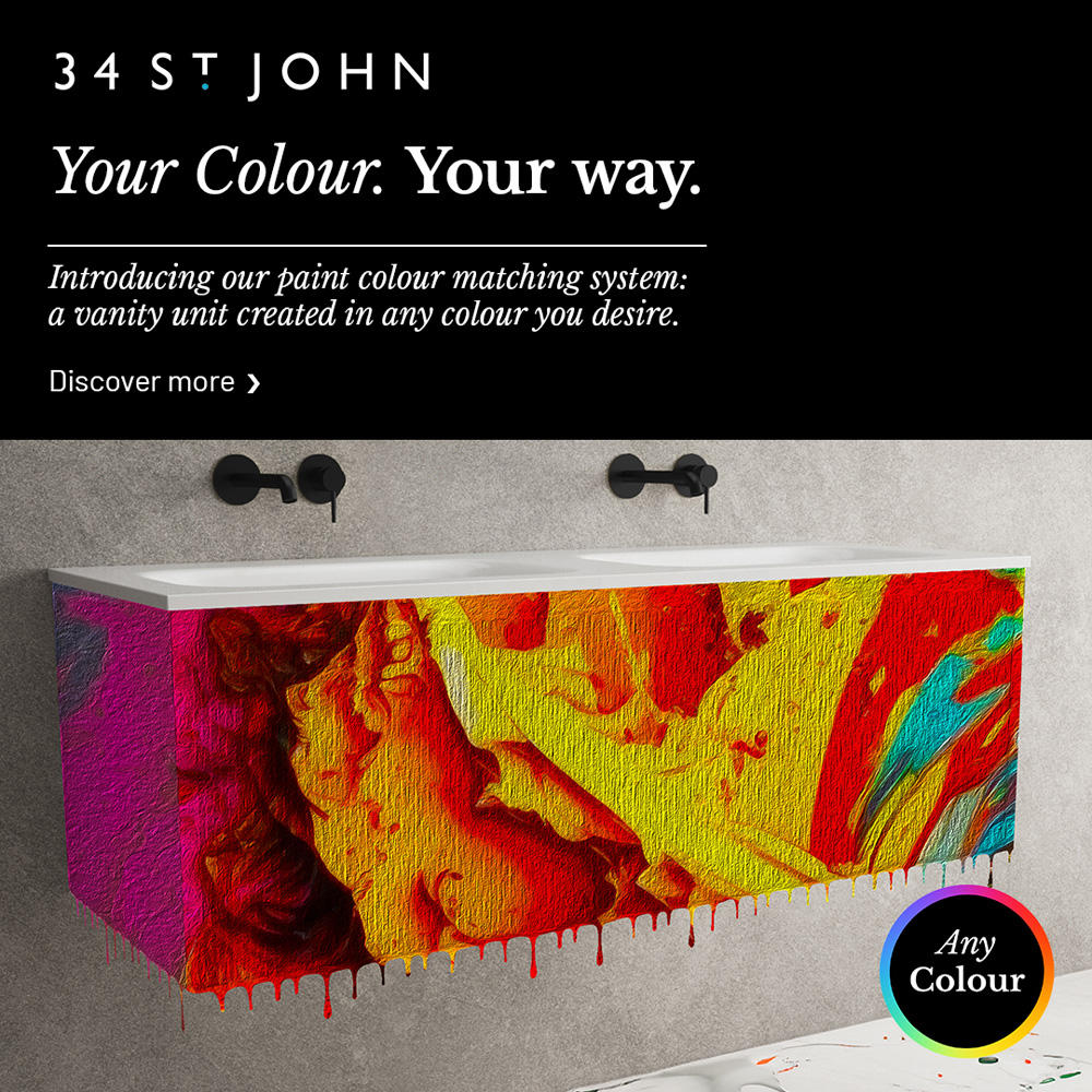 A colourful bathroom cabinet