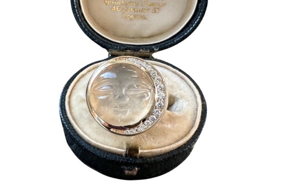 Moonstone man in the moon ring 1stDibs
