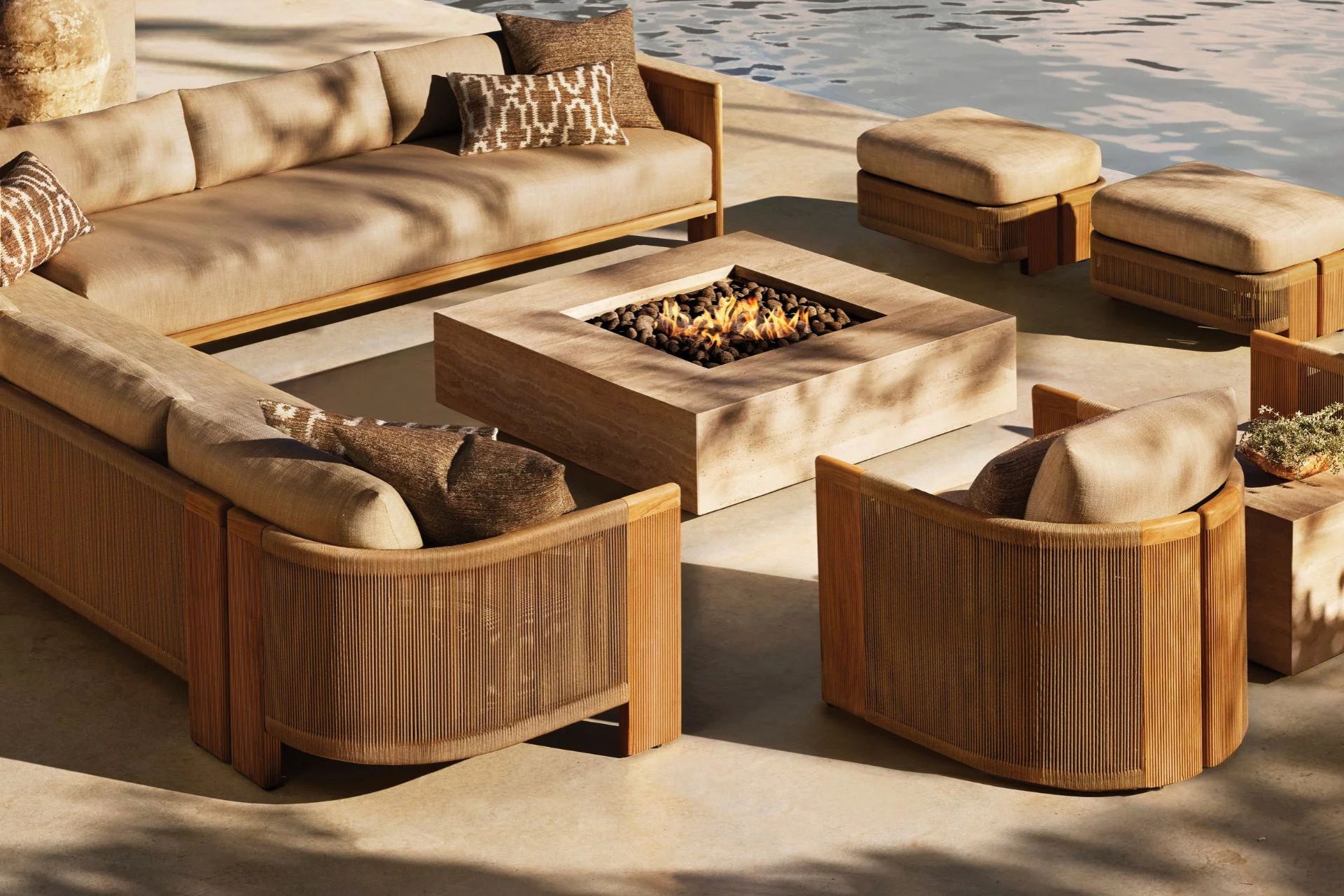 Garden furniture with fire pit