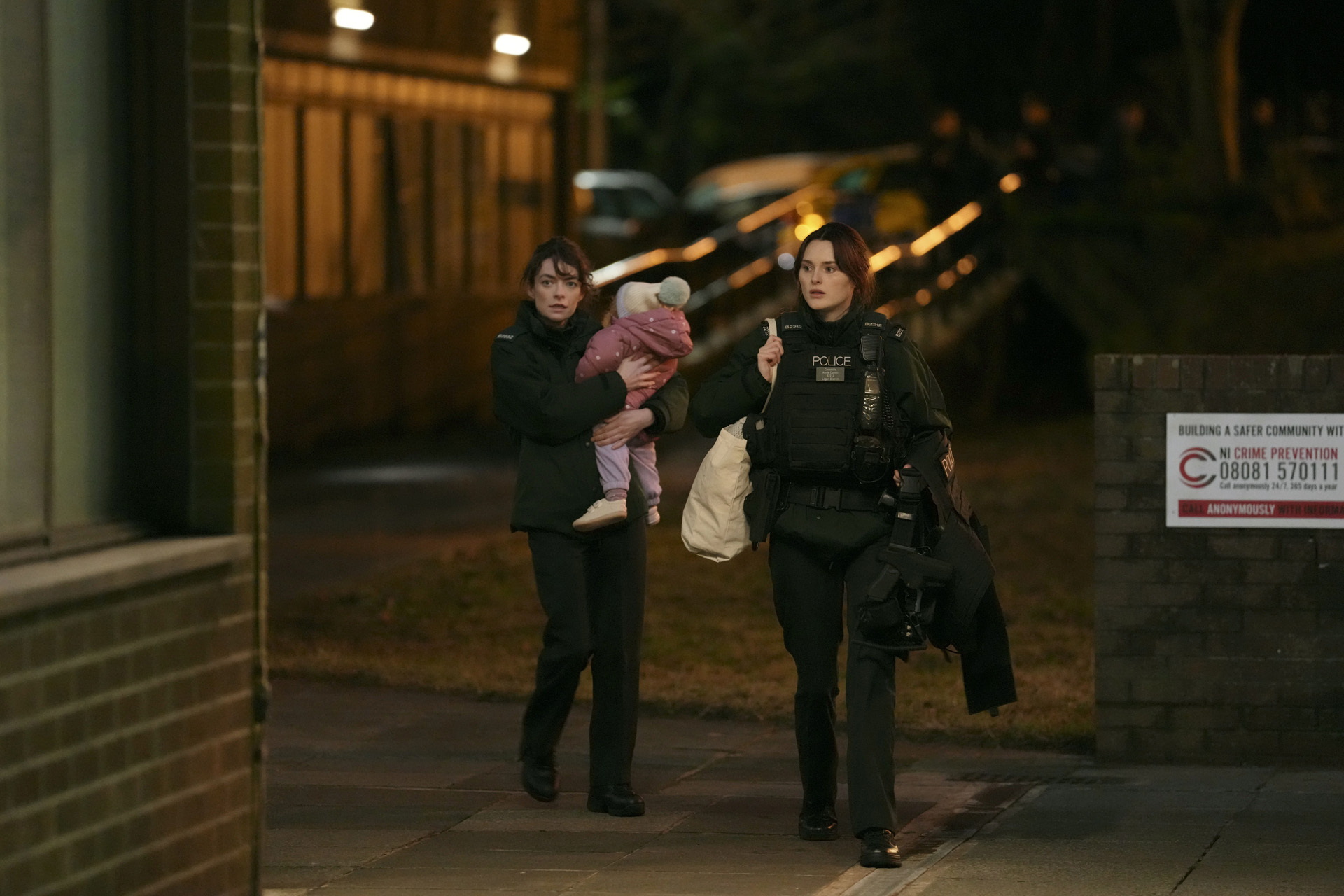 Aisling Byrne (DEARBHAILE McKINNEY) & Annie Conlon (KATHERINE DEVLIN) in Blue Lights series 3