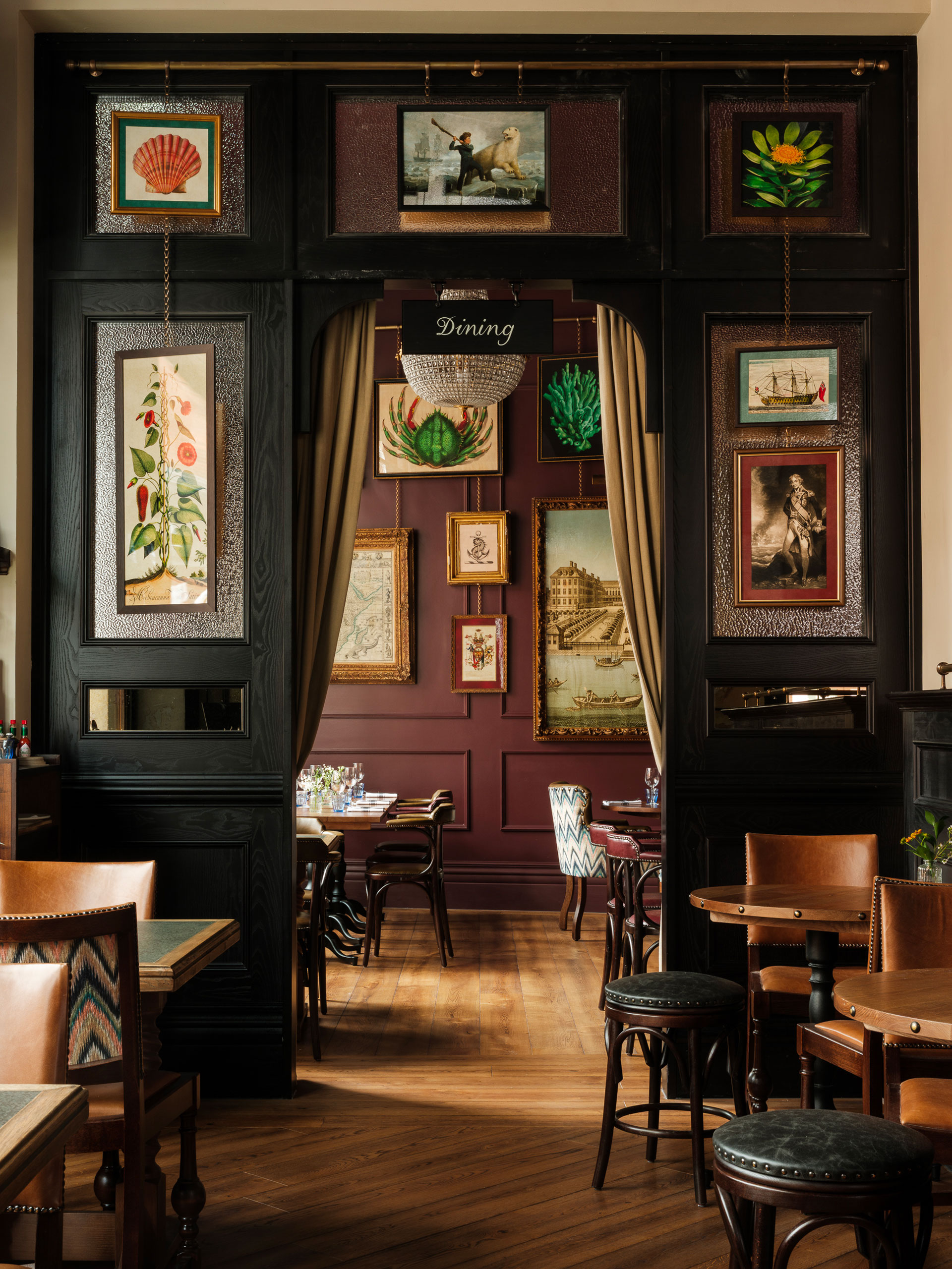 The partition wall between the pub and dining areas