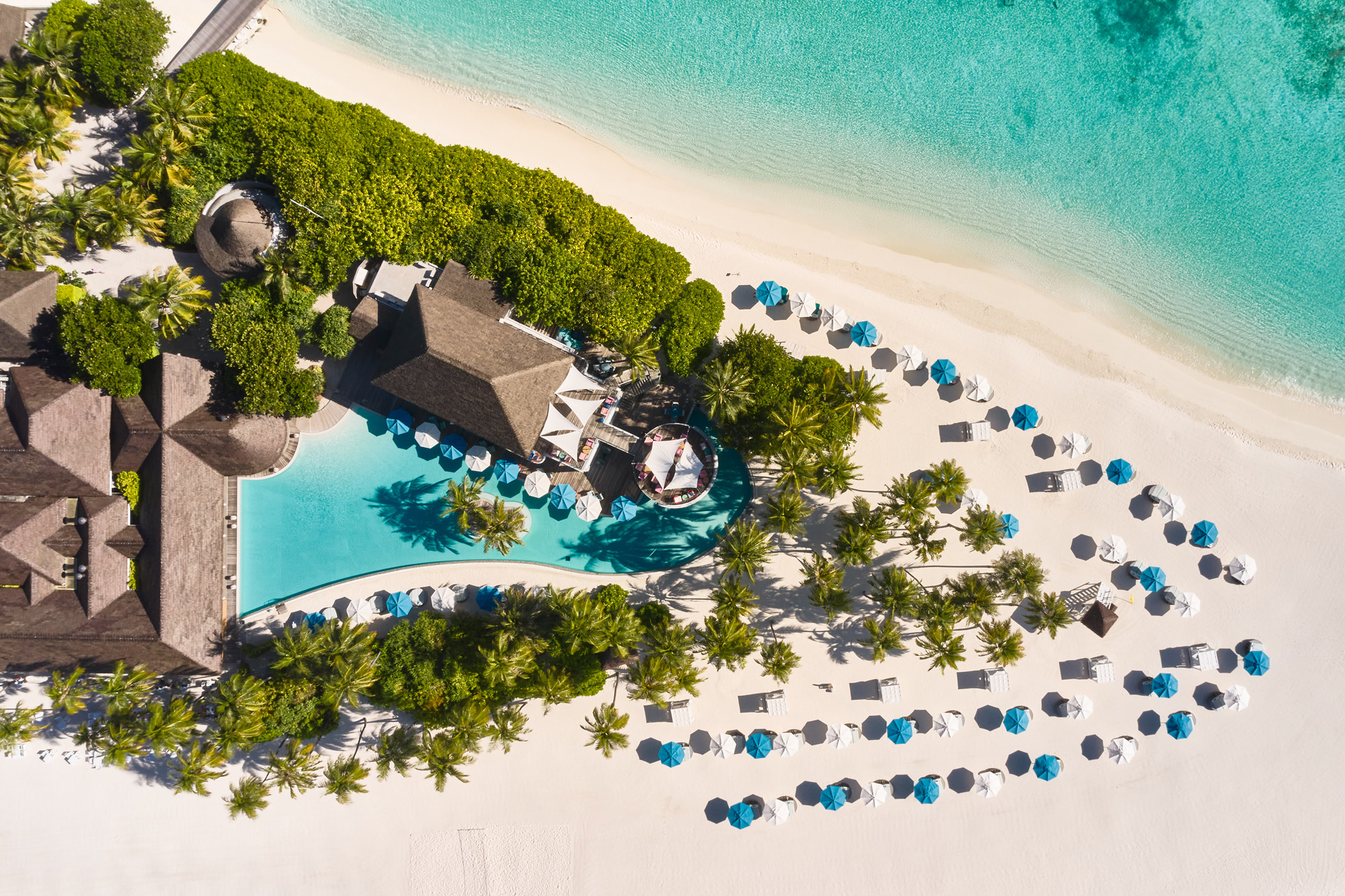 Aerial shot of Finolhu in the Maldives