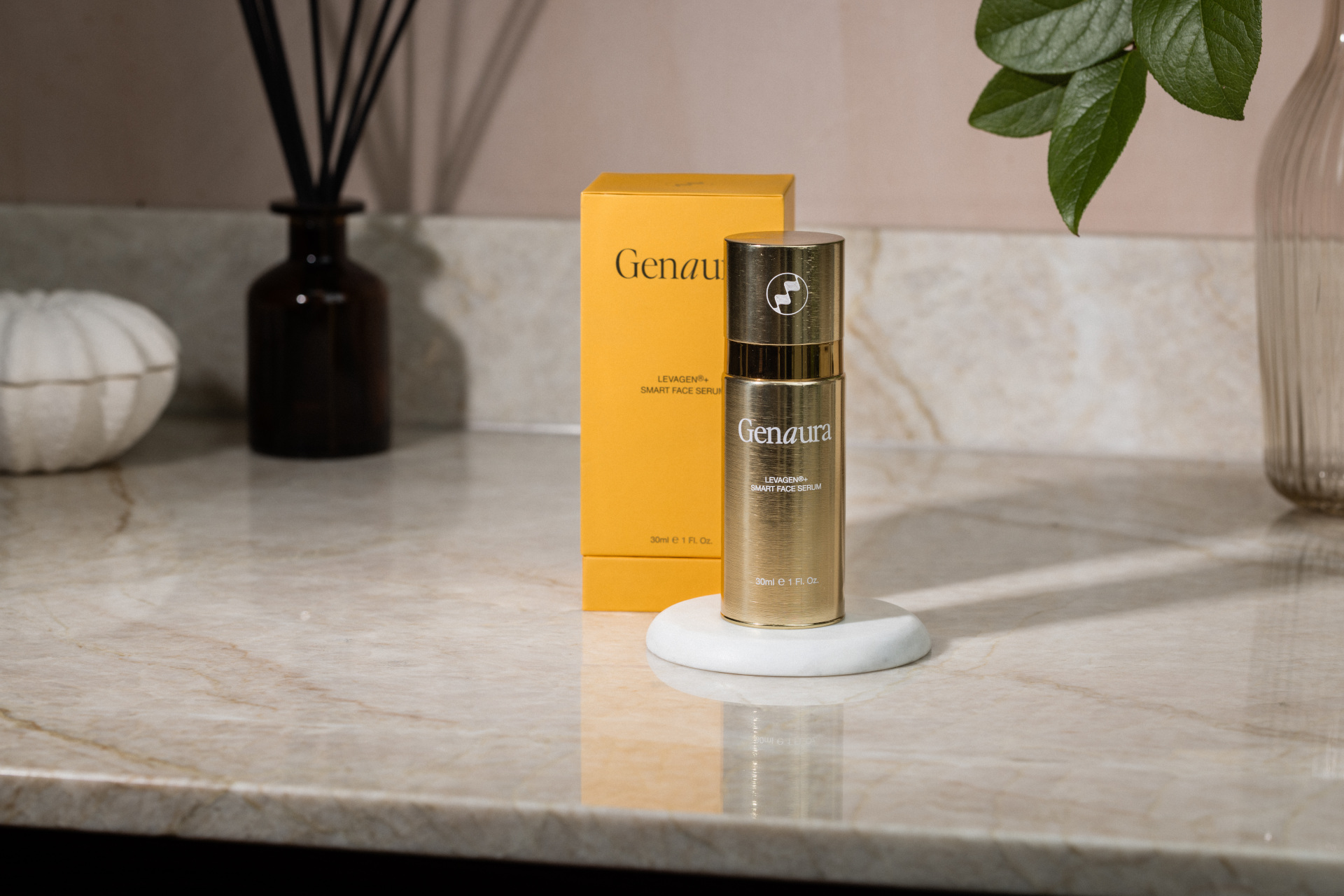 Skincare bottle with orange box