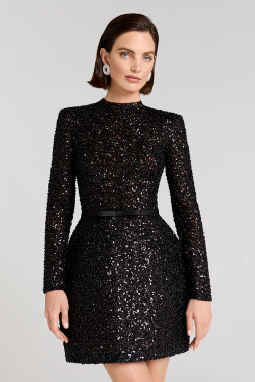 Woman in black mini