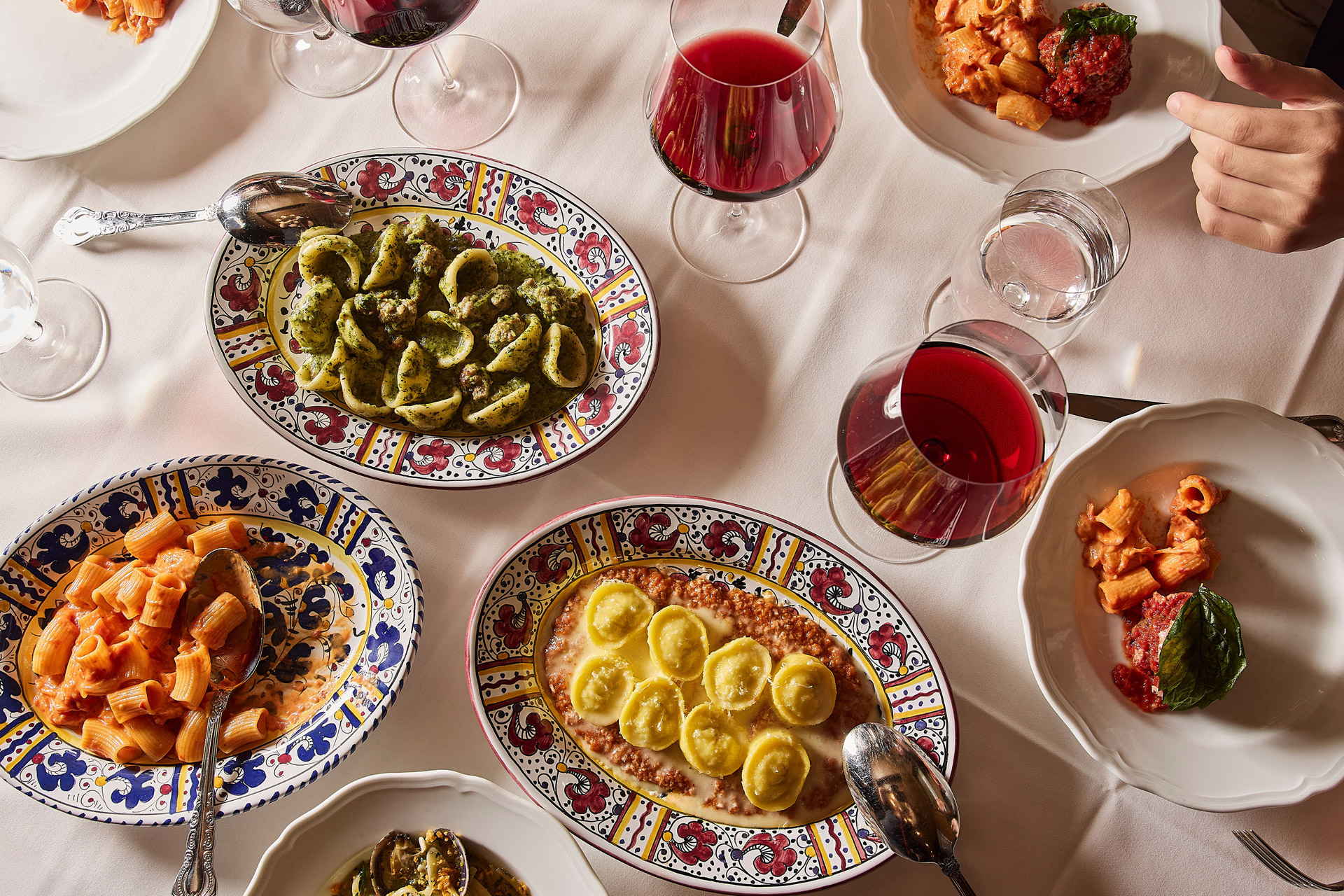 Plates of pasta at Carbone