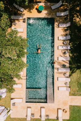 The swimming pool from above at Son Molí Country House