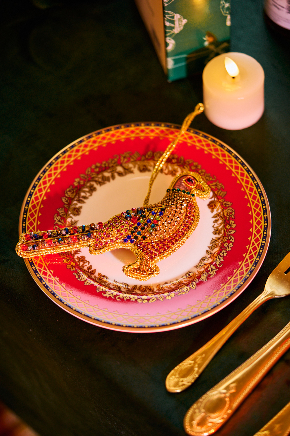 Pheasant decoration on plate | Buckingham Palace Christmas pop-up