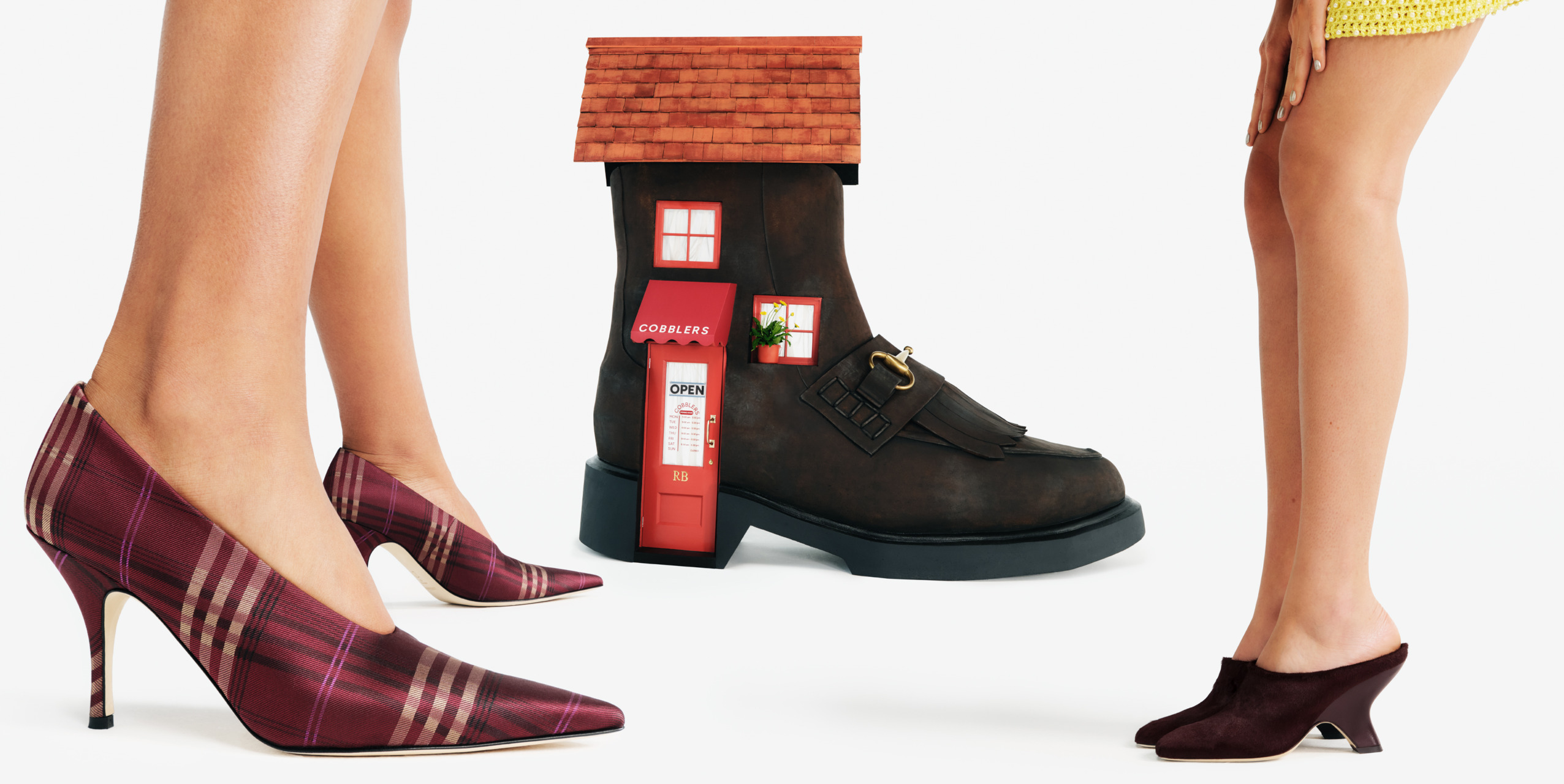 Legs stood by giant boot