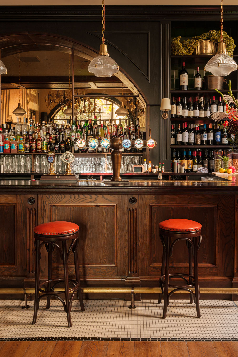 Two stools at the bar in the Trafalgar