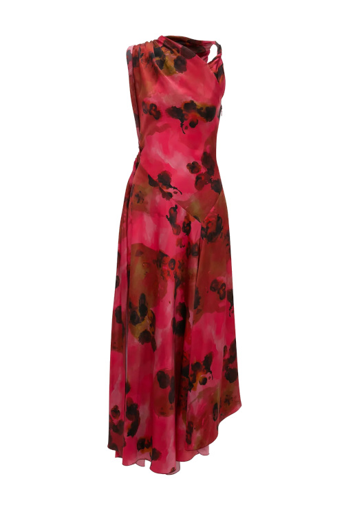 Red floral gown