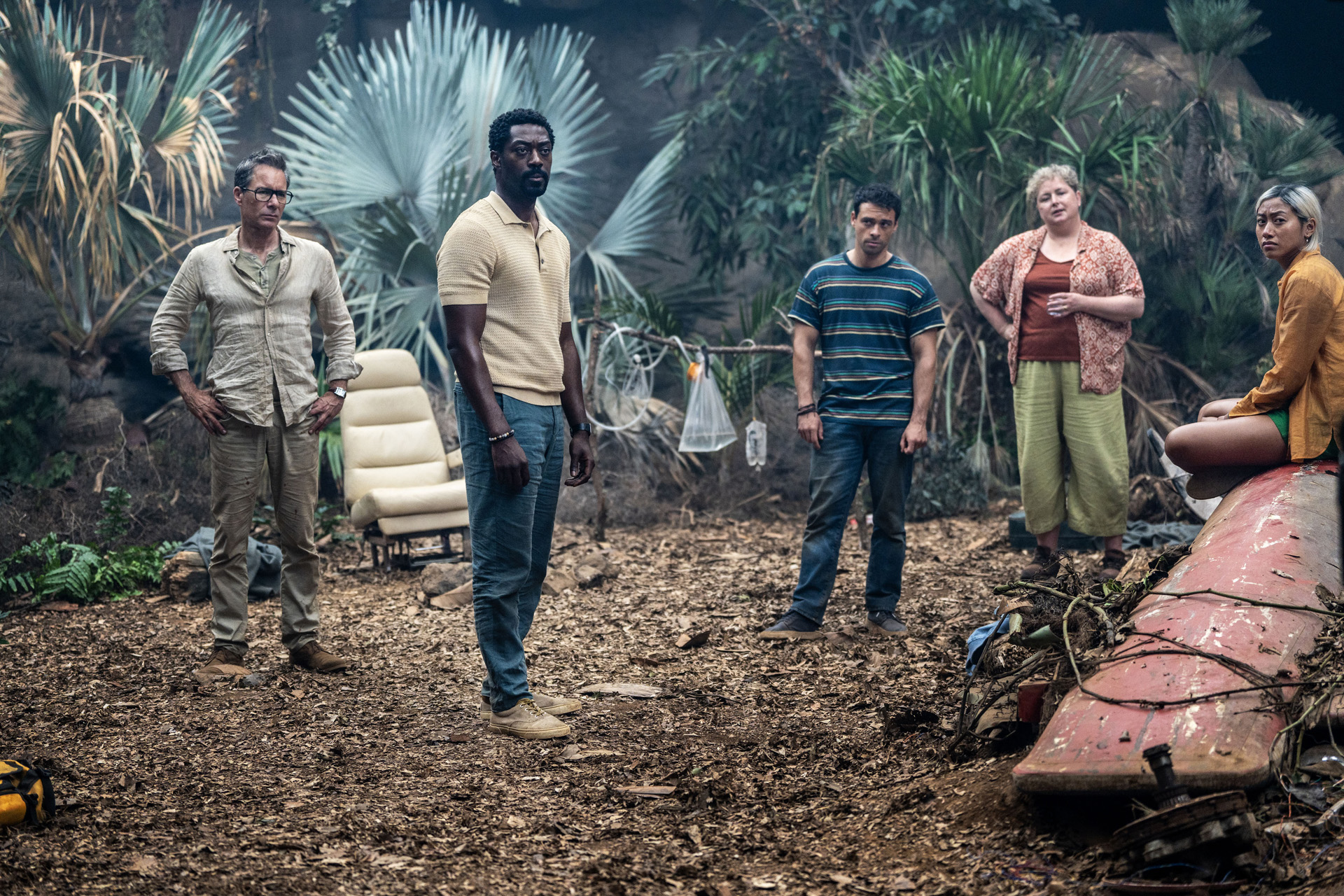 Eric Mccormack, David Ajala, Adam Long, Siobhan Mcsweeney and Jan Le in Nine Bodies in a Mexican Morgue