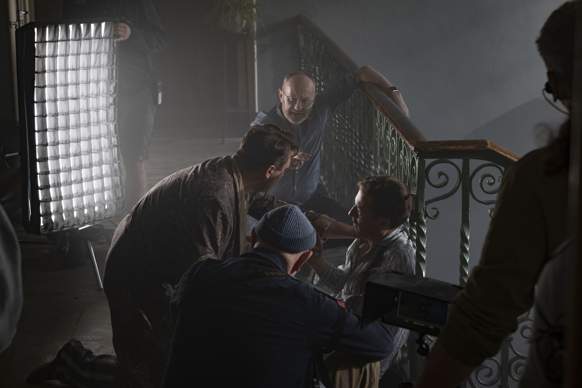 Mark Gatiss on set with Tobias Menzies at Cobham Hall, Kent