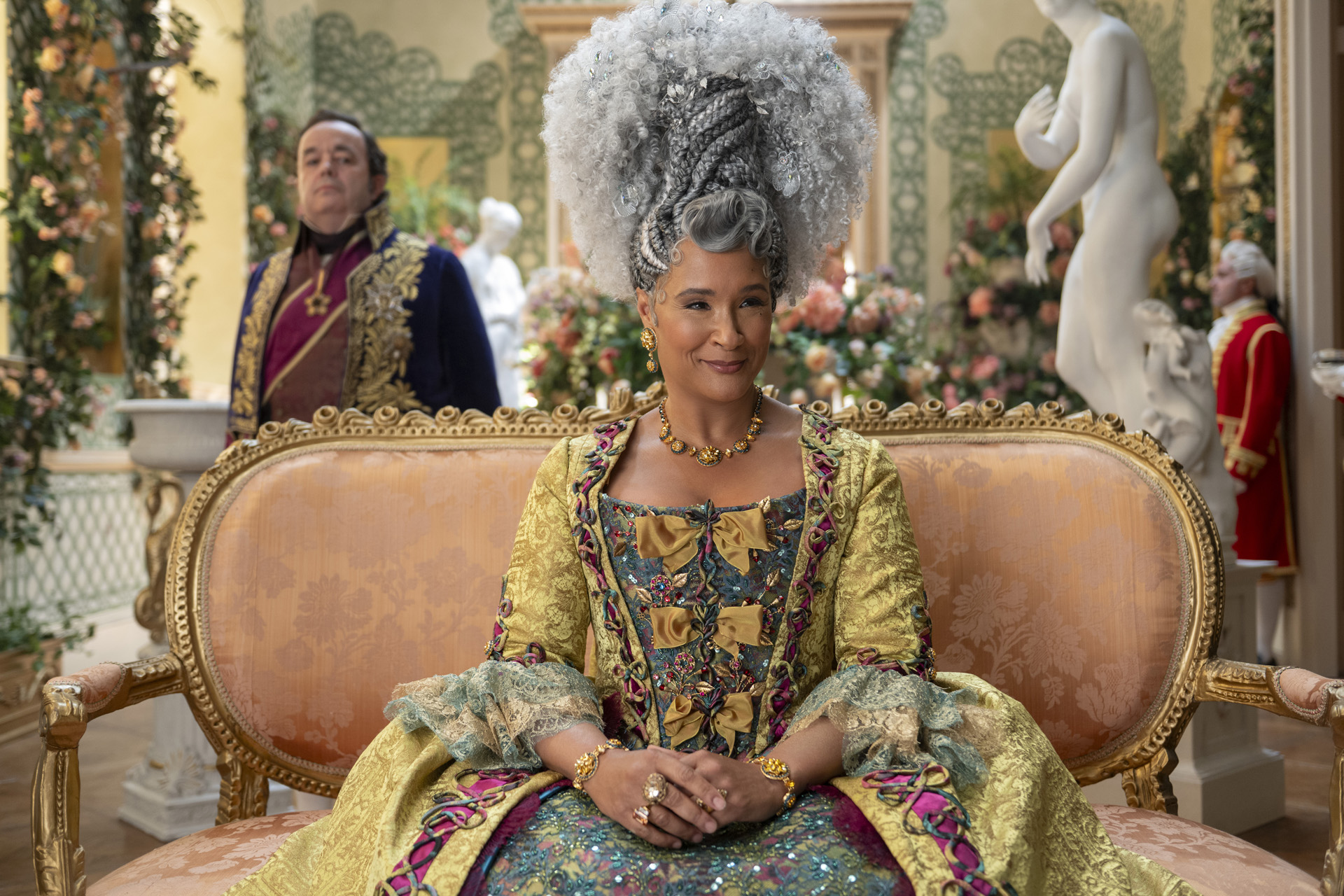 Golda Rosheuvel as Queen Charlotte in Bridgerton season 4.
