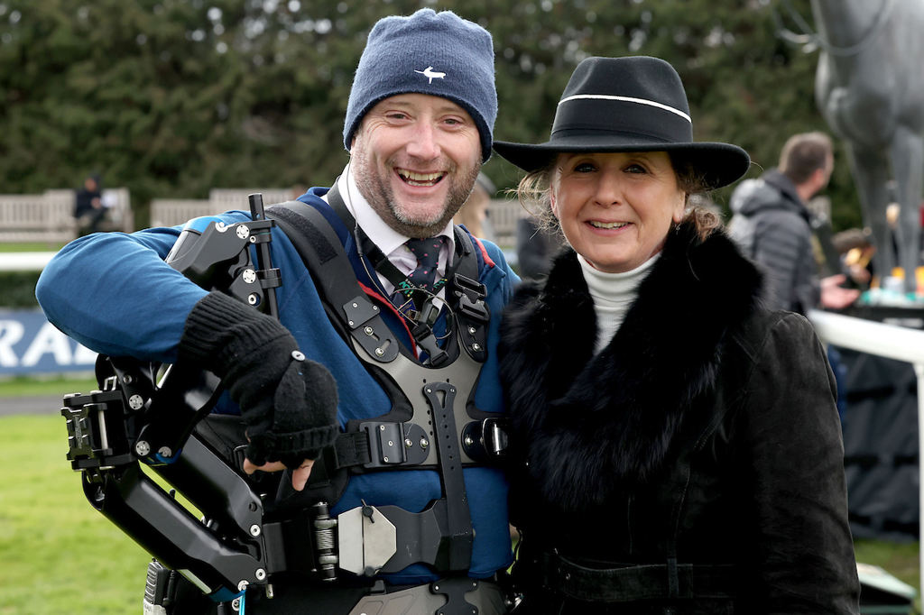 ITV Racing presenter Alice Plunkett with camera man Damo Watson